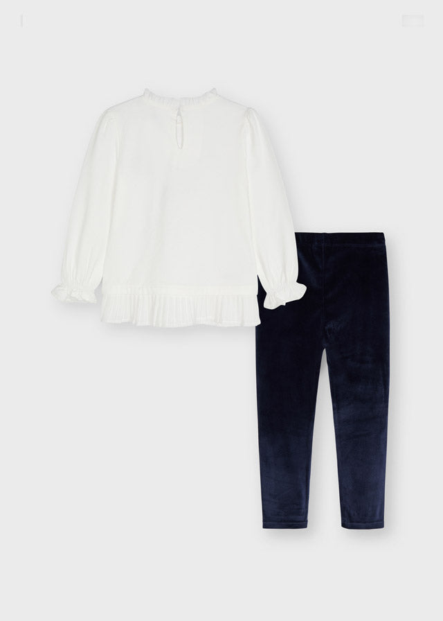 Mayoral Navy Blue Top and velvet leggings set for girl 4741