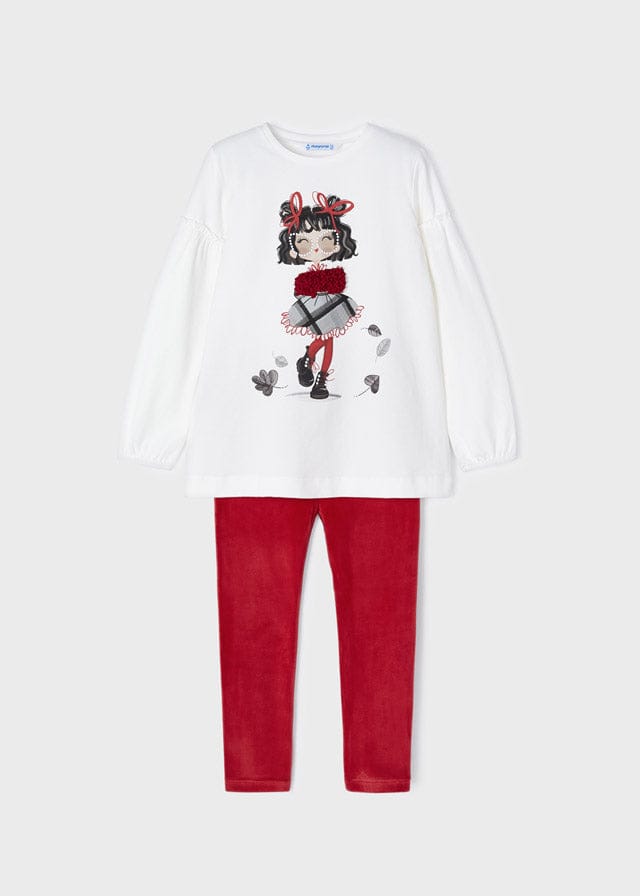 Mayoral Velvet leggings and top set girl 4765 Red
