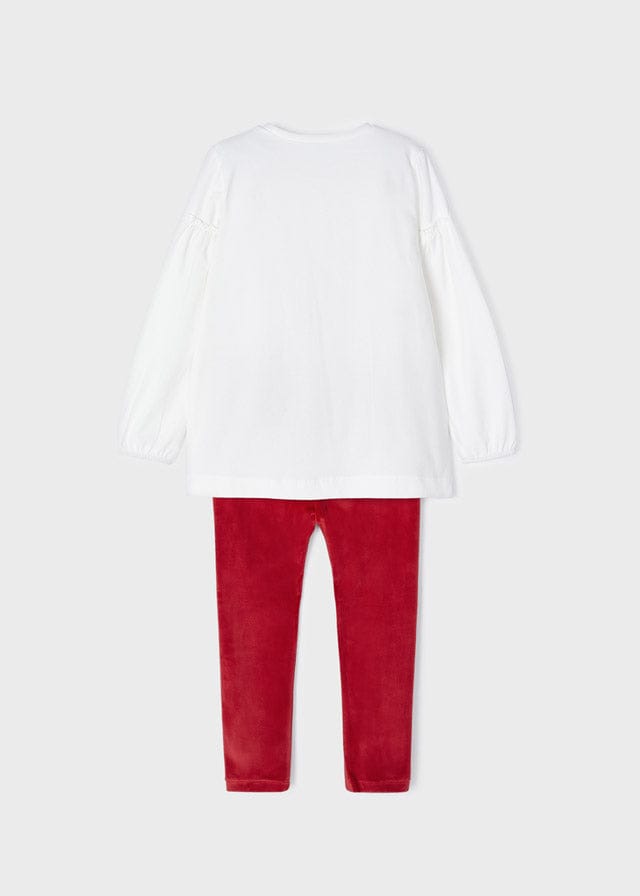 Mayoral Velvet leggings and top set girl 4765 Red