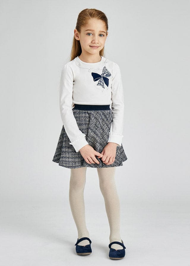 Mayoral Wool skirt and top set for girl 4941 Navy Blue