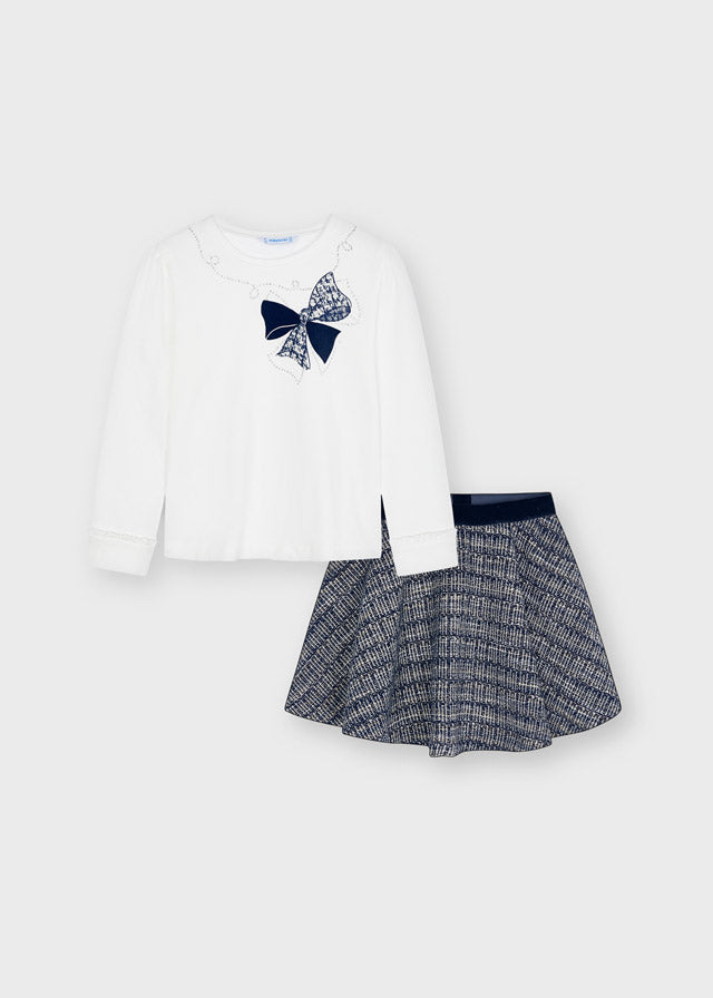 Mayoral Wool skirt and top set for girl 4941 Navy Blue