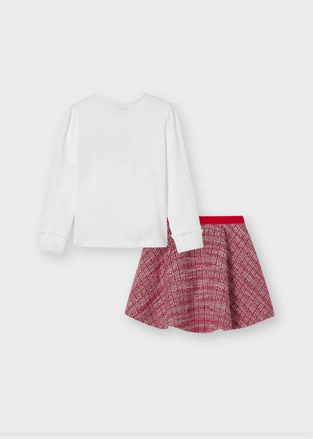 Mayoral Wool skirt and top set for girl 4941 Red