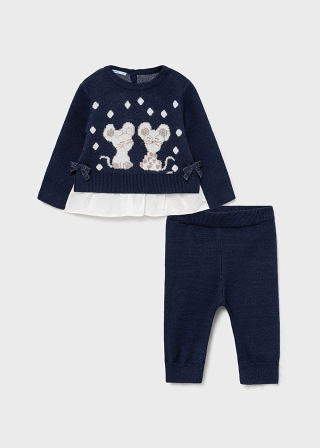Mayoral Woven leggings and top set for baby girl 2720 Navy