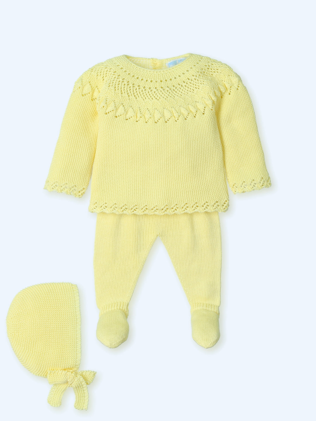 Mac ilusion Unisex Three Piece Knitted Set With Bonnet - 0003G - Limonata - Lemon - Matching Blanket Available