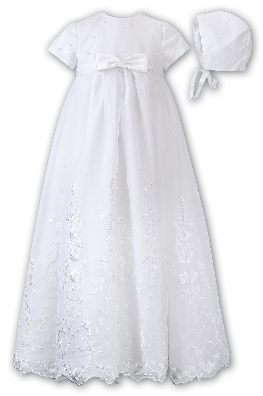 Sarah Louise White Christening Robe Gown, Cape & Bonnet - 001073XS