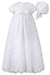 Sarah Louise White Christening Robe Gown, Cape & Bonnet - 001073XS