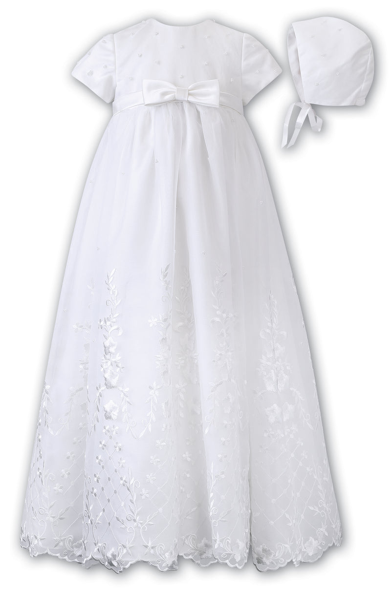 Sarah Louise White Christening Robe Gown, Cape & Bonnet - 001073XS