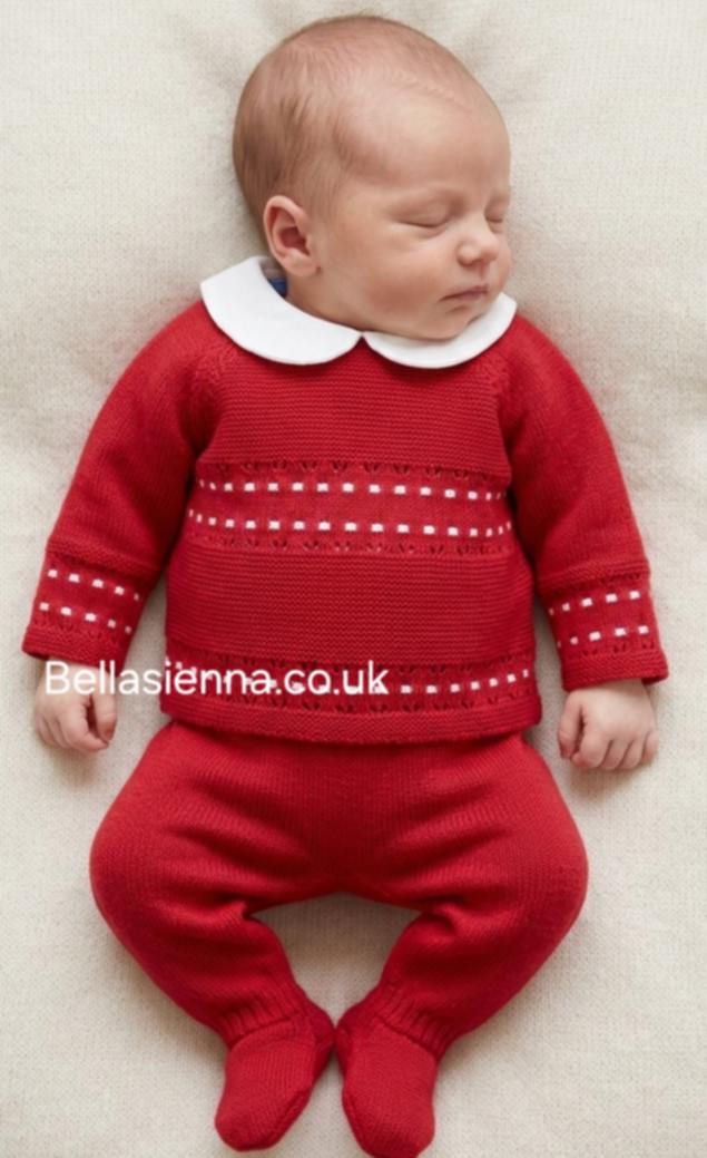 Mac ilusion Baby Boys Two Piece Knitted Set - 0010 - Rojo - Red