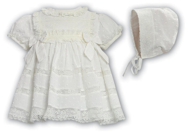 Sarah Louise Ivory Ceremonial Dress & Matching Bonnet - 01189