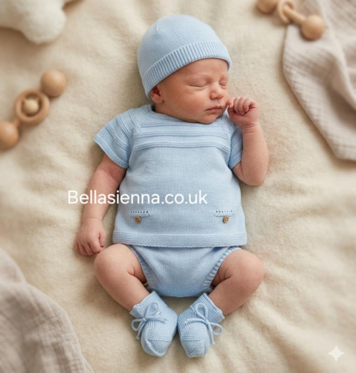 Mac ilusion Baby Boys Four Piece Knitted Set - 0029 - Brisa - Blue