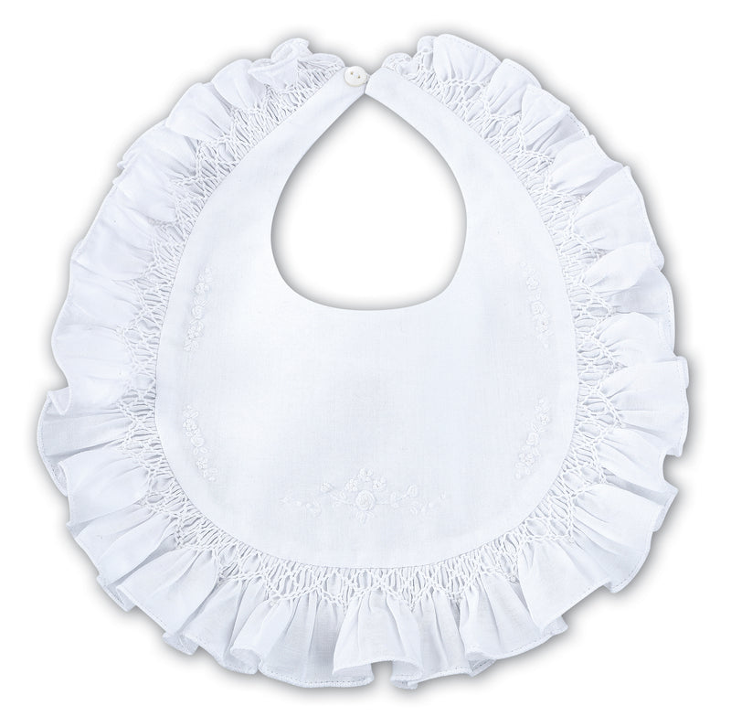 Sarah Louise White Hand Smocked Bib - 003307