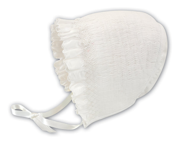 Sarah Louise Ivory Smocked Bonnet - 003602