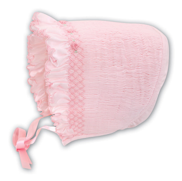 Sarah Louise Pink Smocked Bonnet - 003602