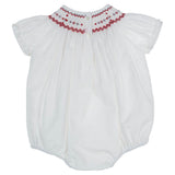 Sarah Louise Smocked White And Red Bubble-Romper 013024 C6004