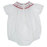 Sarah Louise Smocked White And Red Bubble-Romper 013024