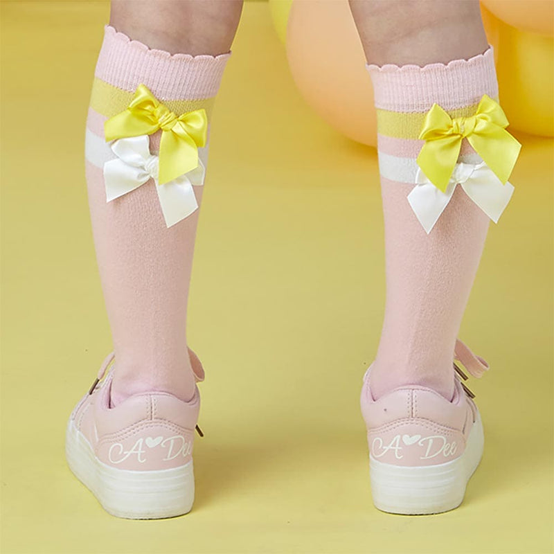 A Dee "LELLI" Bow Knee High Socks- Pink Fairy - S241902