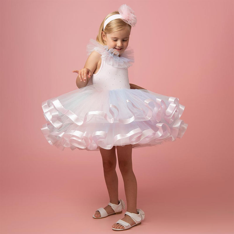 Caramelo Kids Rainbow Tulle Diamanté Party Dress - C0321147
