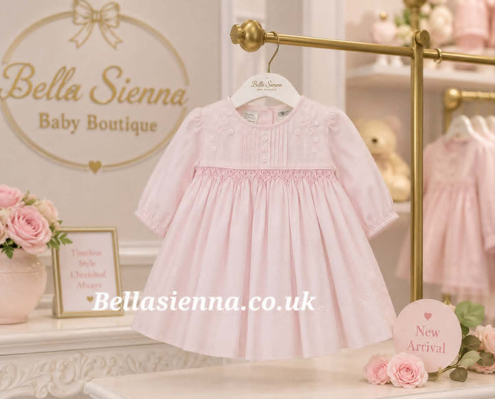 Sarah Louise Baby Pink Smocked Dress  -  008037