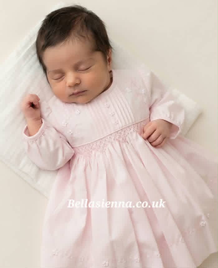 Sarah Louise Baby Pink Smocked Dress  -  008037