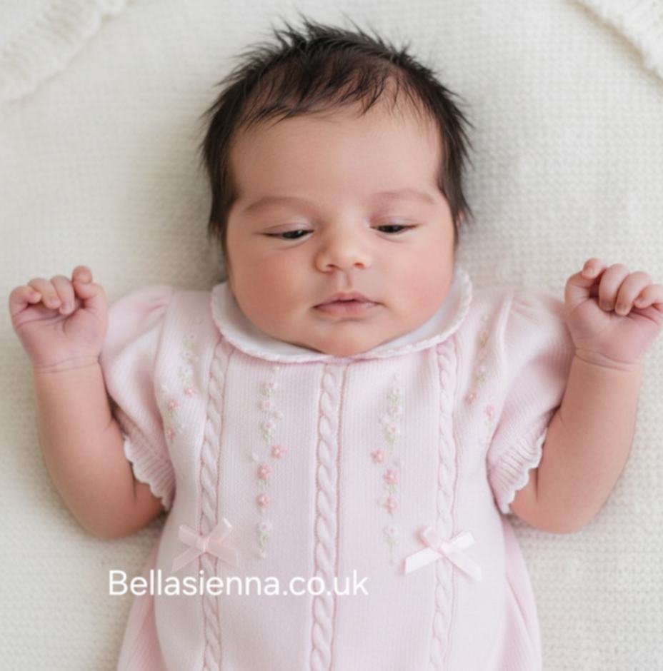 Sarah Louise  Pink Fine Knitted Summer Romper For Baby Girls 008058