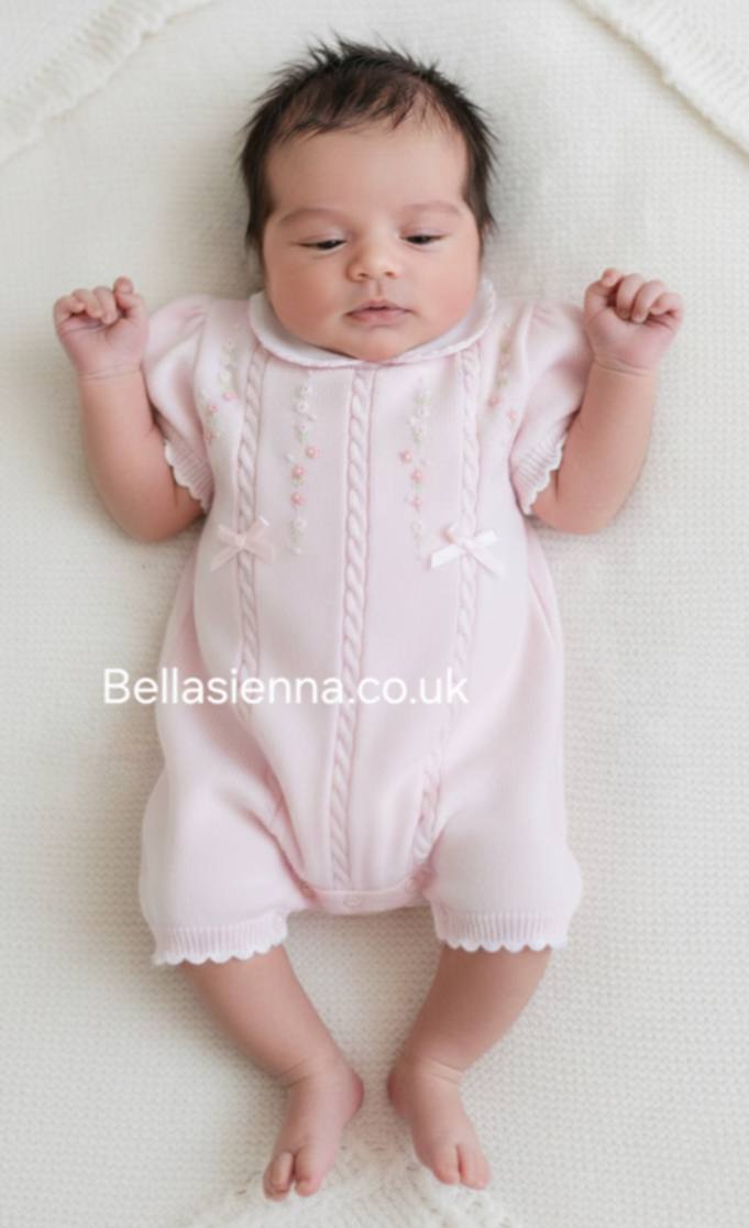 Sarah Louise  Pink Fine Knitted Summer Romper For Baby Girls 008058