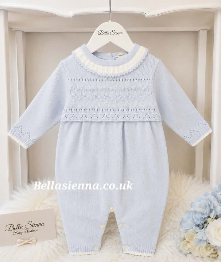 Sarah Louise Blue Knitted Winter Romper - 008227
