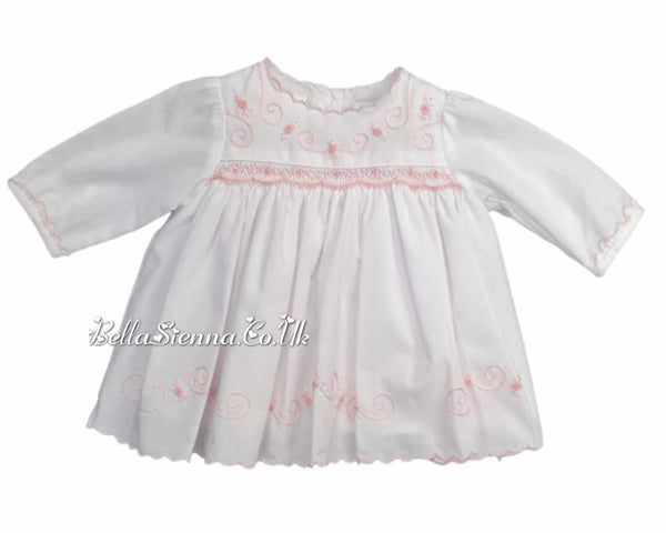 Sarah Louise Baby White And Pink Smocked Dress 010463