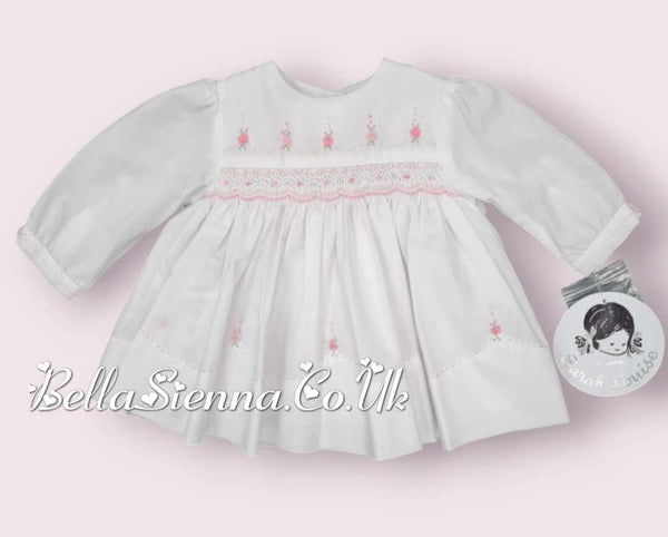 Sarah Louise White, Pink & Silver Hand Smocked Dress - 010472