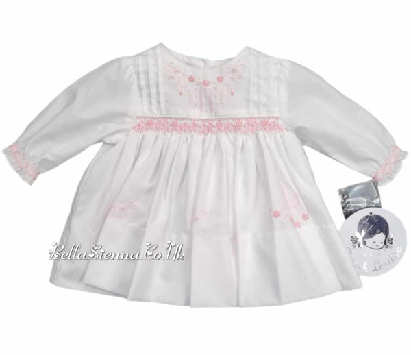 Sarah Louise Baby White And Pink Smocked Dress  011265