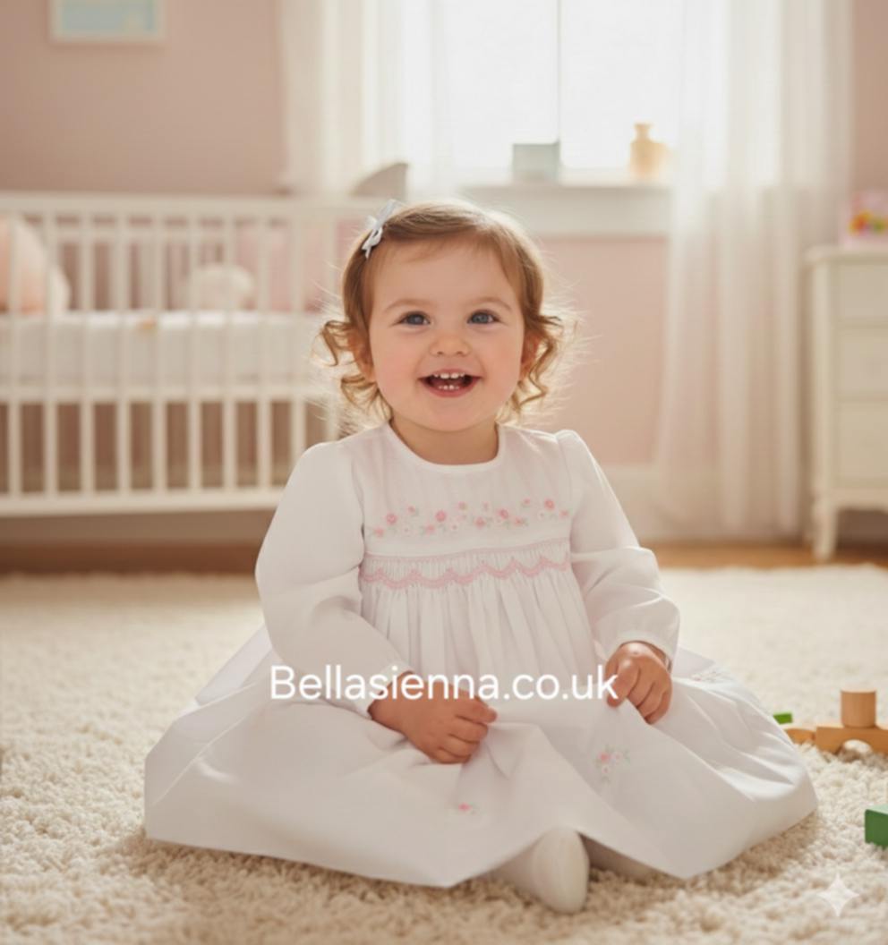 Sarah Louise Baby White Smocked Dress  - 011267
