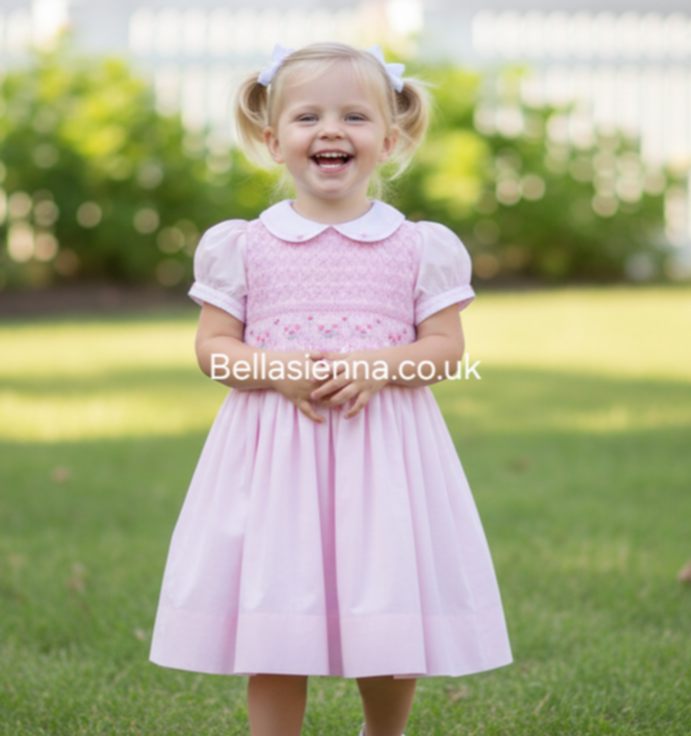 Sarah Louise Pink Smocked Dress 011498