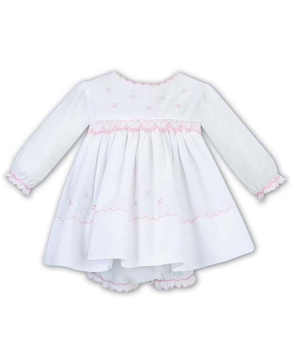 sarah Louise Baby White And Pink Smocked Dress  - 011616
