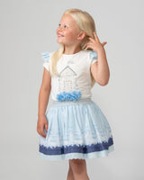 Caramelo Kids Sky Blue Skirt Set with Broderie Trim - 0122124