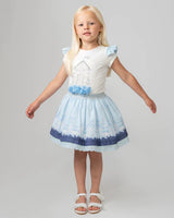 Caramelo Kids Sky Blue Skirt Set with Broderie Trim - 0122124