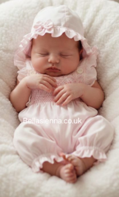 Sarah Louise - Hand Smocked Pink Bubble And Hat 012287