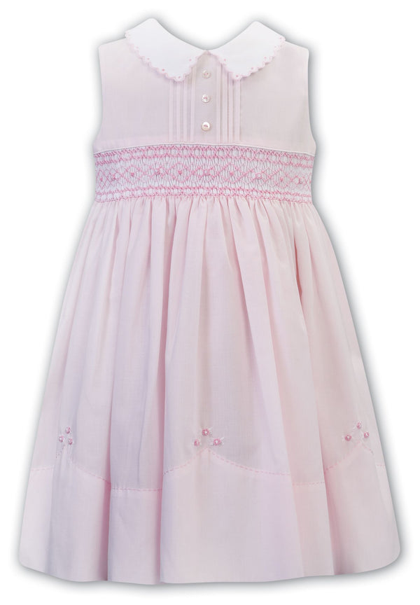 Sarah Louise Girls Pink Smocked Sleeveless Dress 012640
