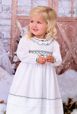 Sarah Louise Blue Hand Smocked Long Sleeved Dress - 012758