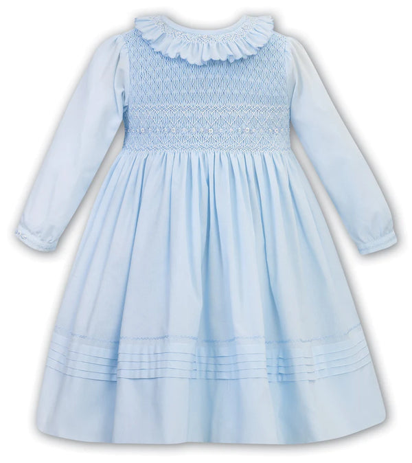 Sarah Louise Blue Hand Smocked Long Sleeved Dress - 012758