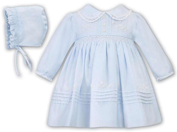 Sarah Louise Blue Smocked Dress Ans Bonnet 012768