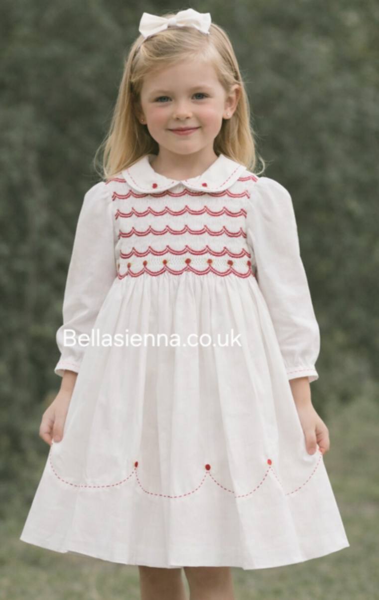 Sarah Louise Blue Hand Smocked Long Sleeved Dress - 012781