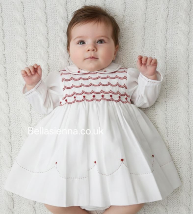 Sarah Louise Blue Hand Smocked Long Sleeved Dress - 012781