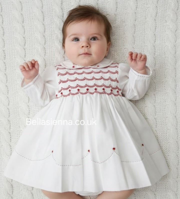 Sarah Louise Blue Hand Smocked Long Sleeved Dress - 012781