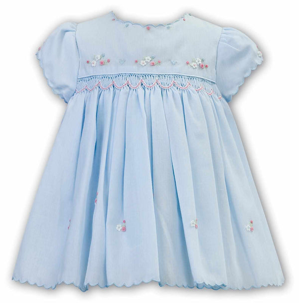 Sarah Louise Baby Girls Blue Floral Smocked Dress 012889