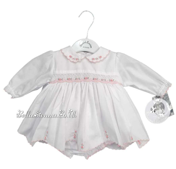 Sarah Louise Baby White And Pink Smocked Dress And Pants 0129460