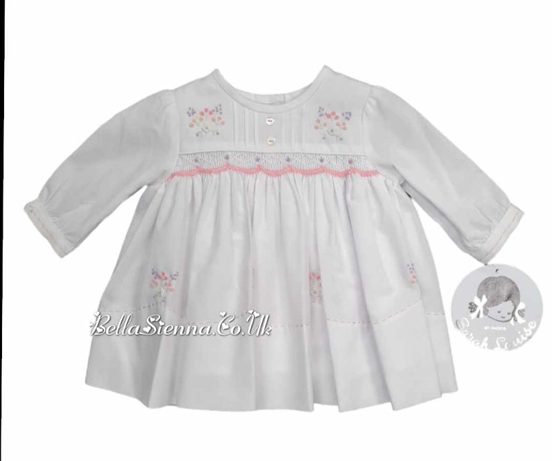 Sarah Louise Baby White And Pink Smocked Dress 010463