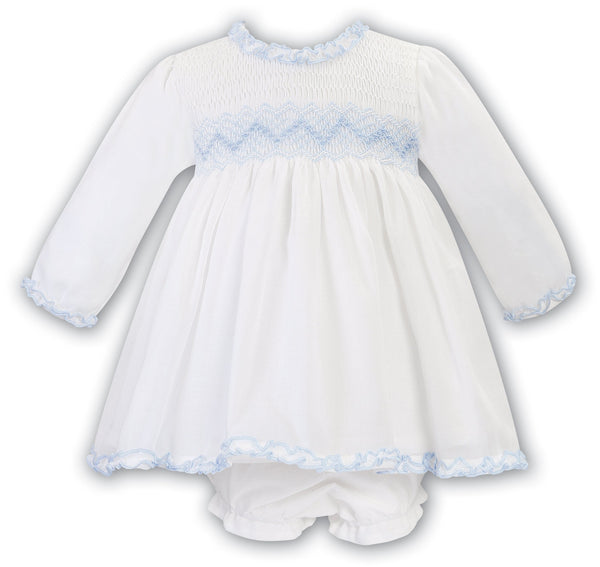 Sarah Louise Ivory & Blue Dress & Matching Pants - 013030