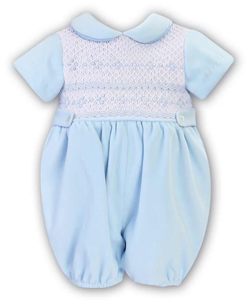 Sarah Louise Red Velvet Hand Smocked Romper - 013042