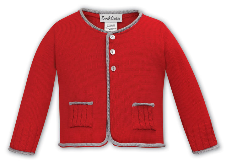 Sarah Louise Red & Grey Cardigan - 013151