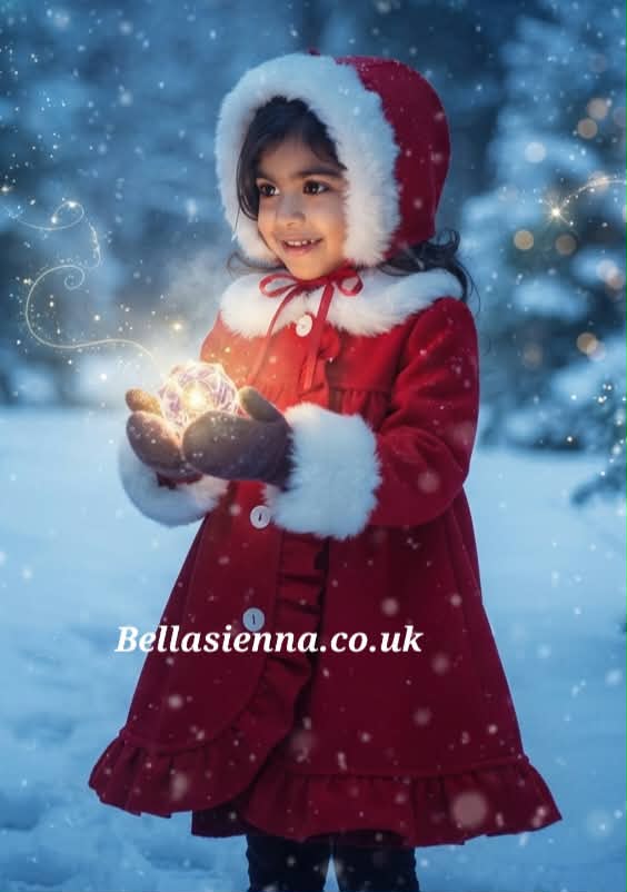 Sarah Louise Red Girls Traditional Style Coat & Bonnet- 013164