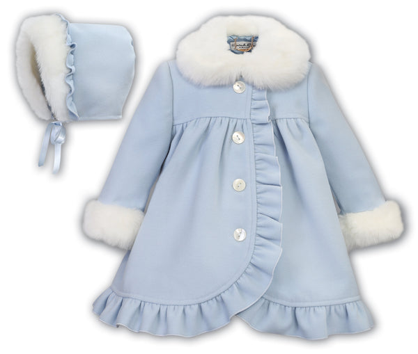 Sarah Louise Red Girls Traditional Style Coat & Bonnet- 013164